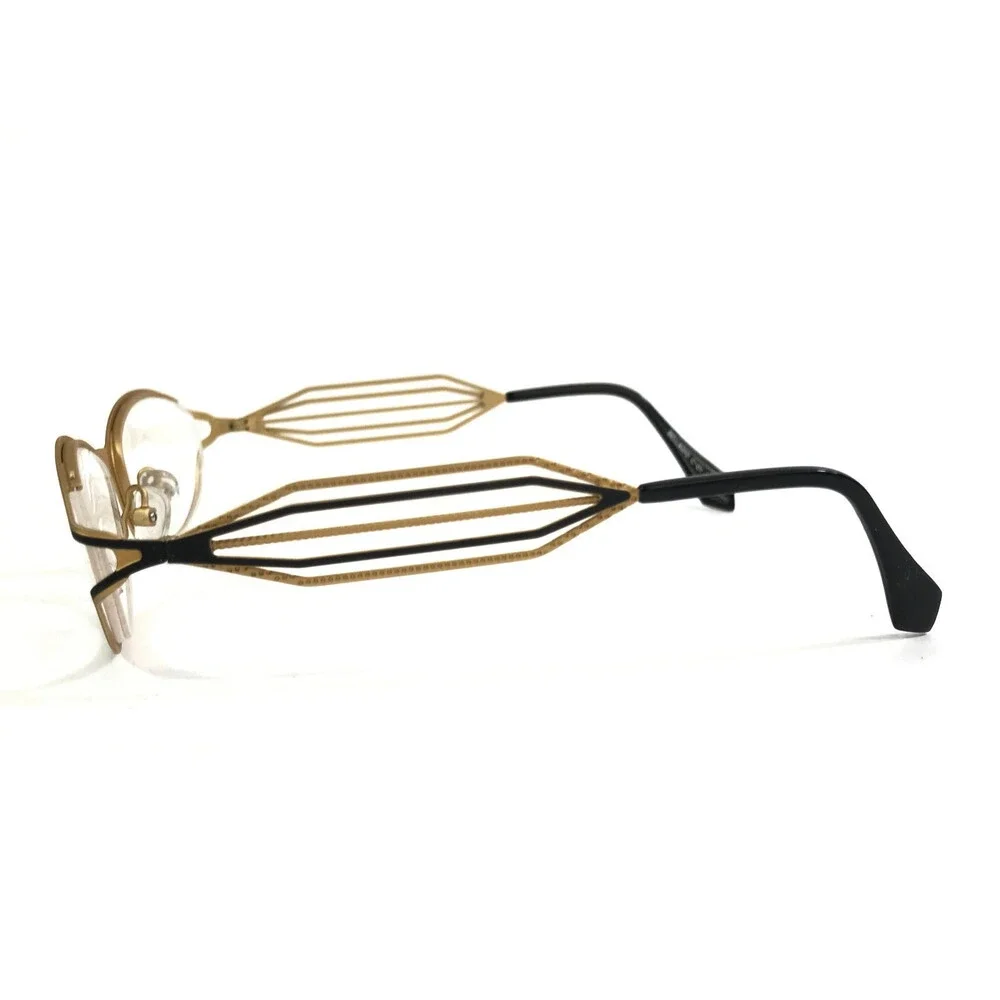 Bellagio Eyeglasses Frames 630 C-01 Black Gold Oval Full Rim 50-16-135